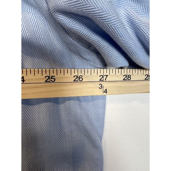 Joseph & Feiss 17 1/2 Mens Blue White Chevron Pattern Button Dress Shirt - Picture 6 of 8